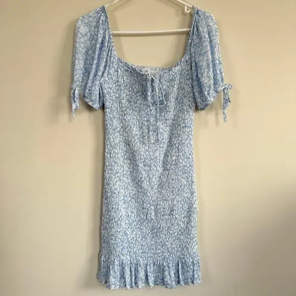 Lost Wander Mini Dress Womens MEDIUM Seaside Breeze Floral Cottage Boho Blue - Picture 1 of 12